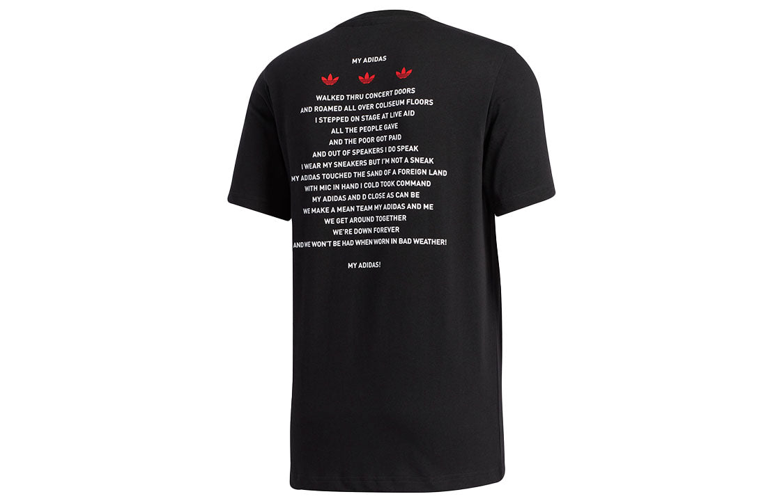 adidas originals Run Dmc Photo T Printing Sports Round Neck Short Sleeve Black GN5928
