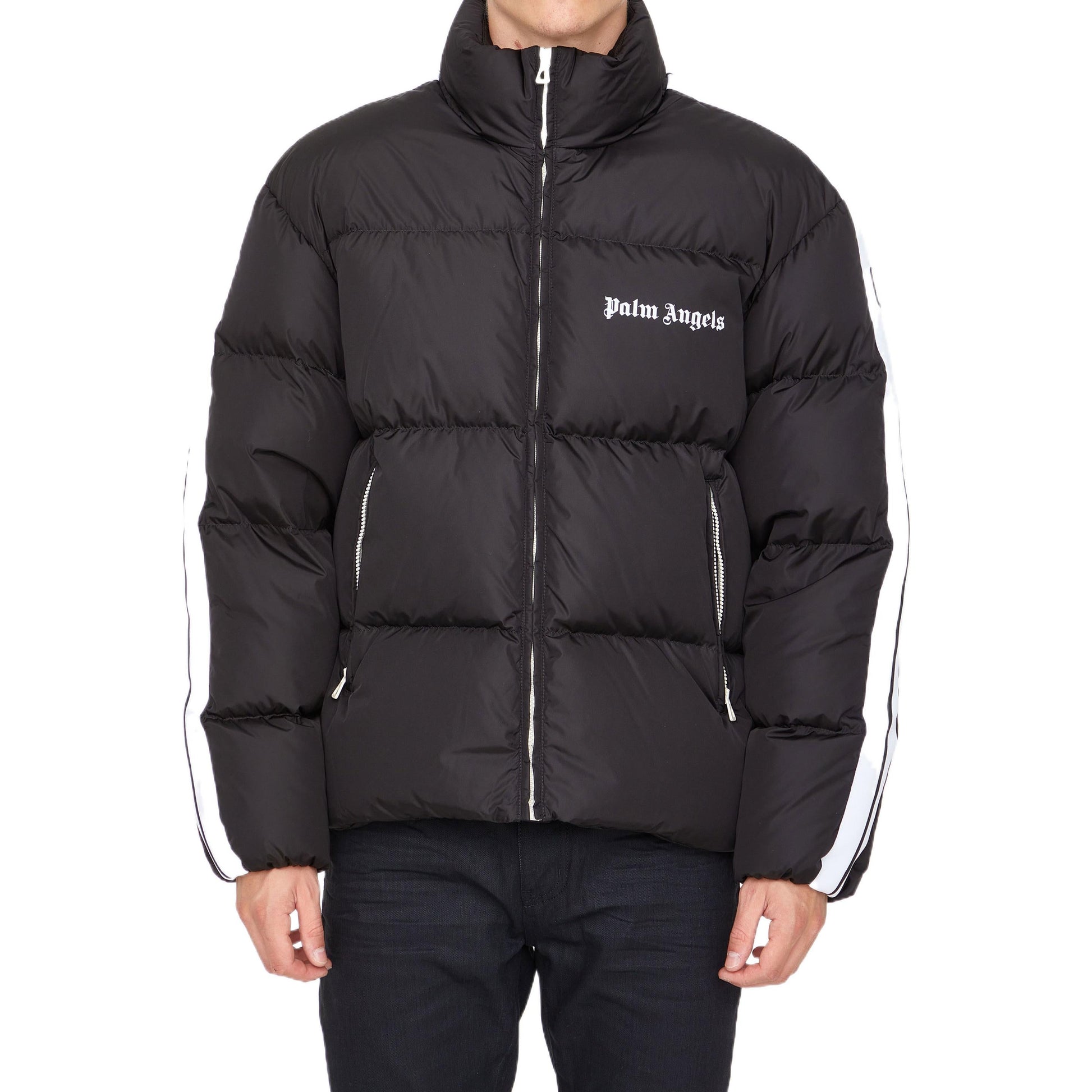Palm Angels FW22 Classic Track Down Jacket 'Black White' PMED019F22FAB0011001