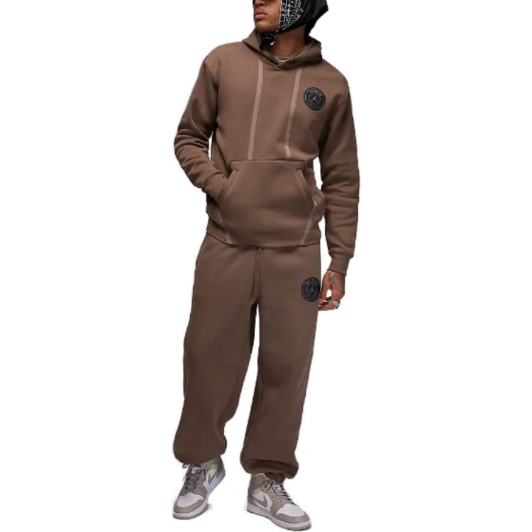 Air Jordan x Paris Saint-Germain Logo Pullover Hoodie 'Brown' DZ2923-274