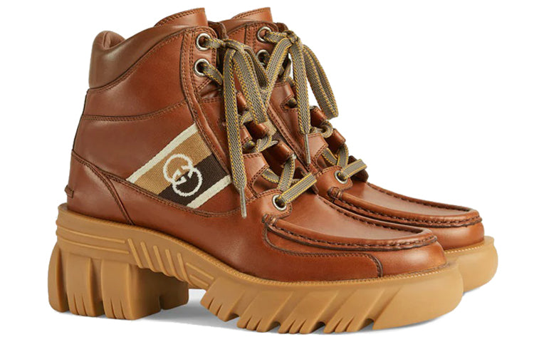 (WMNS) Gucci Interlocking G Ankle Boots 'Brown' 663594-DTNE0-2560