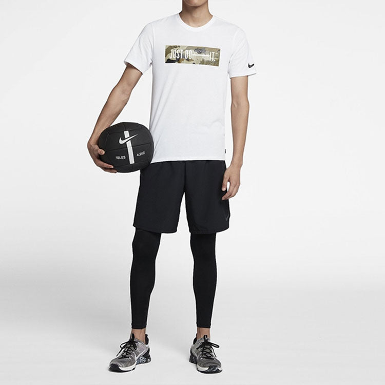 Nike Just Do It Printing Sports Quick Dry Short Sleeve White 923537-100