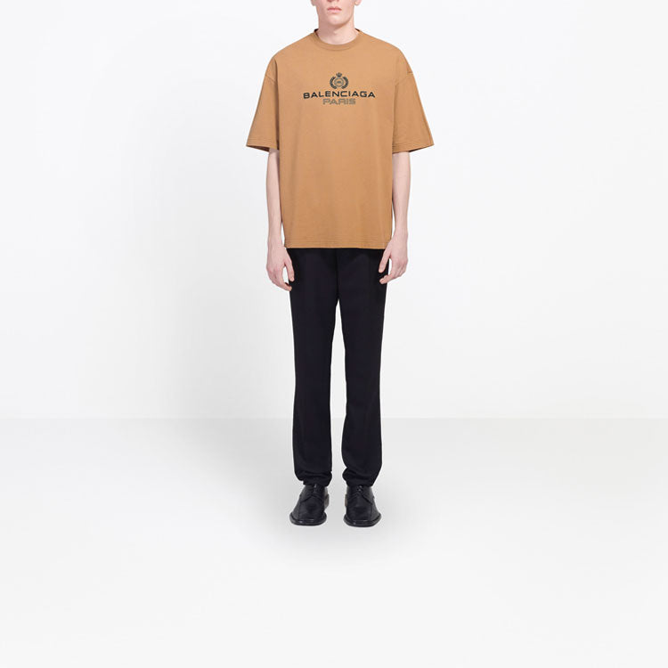 Men's Balenciaga Alphabet Printing Version Short Sleeve Cream Yellow 594579TGV609605
