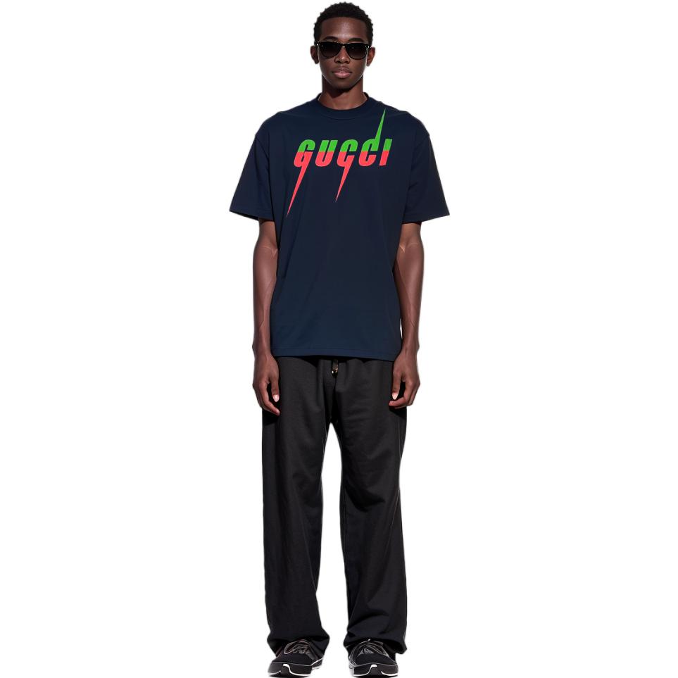 Gucci T-Shirt With Gucci Blade Print 'Navy' 565806-XJAZY-1079