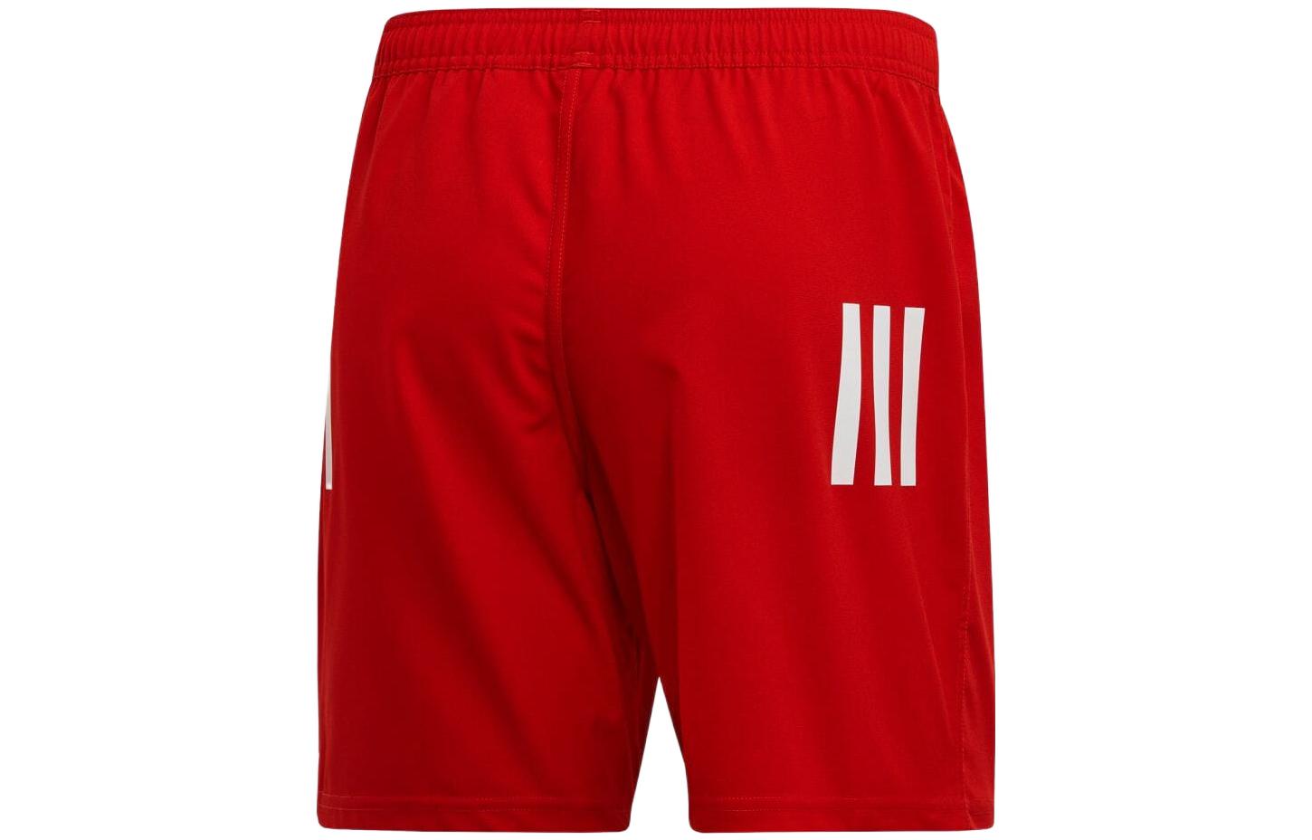 Men's adidas Solid Color Stripe Casual Rugby Sports Shorts Red DY8499