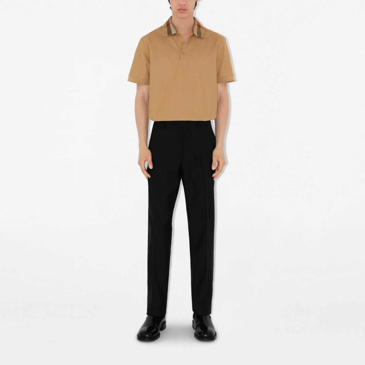 Burberry 26 Check Collar Cotton Polo Shirt 'Beige' 80959241
