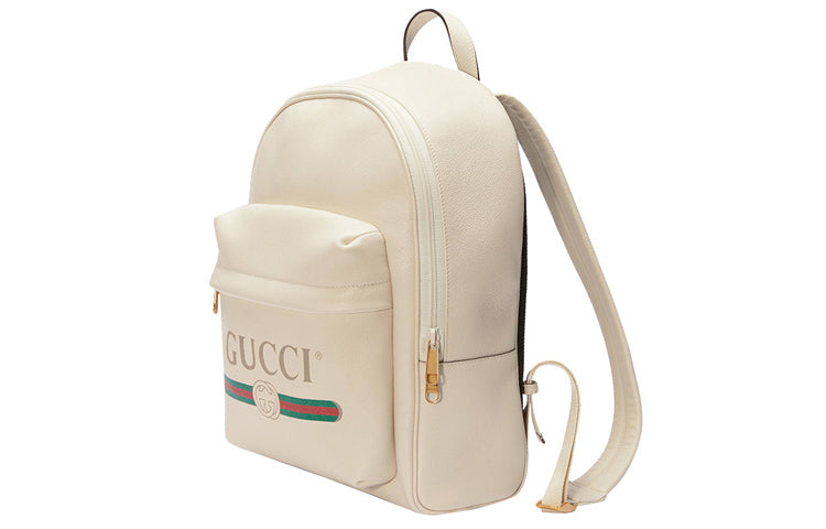 Gucci Leather Decoration Vintage Red Green Stripes Prints Backpack White 547834-0Y2BT-8824