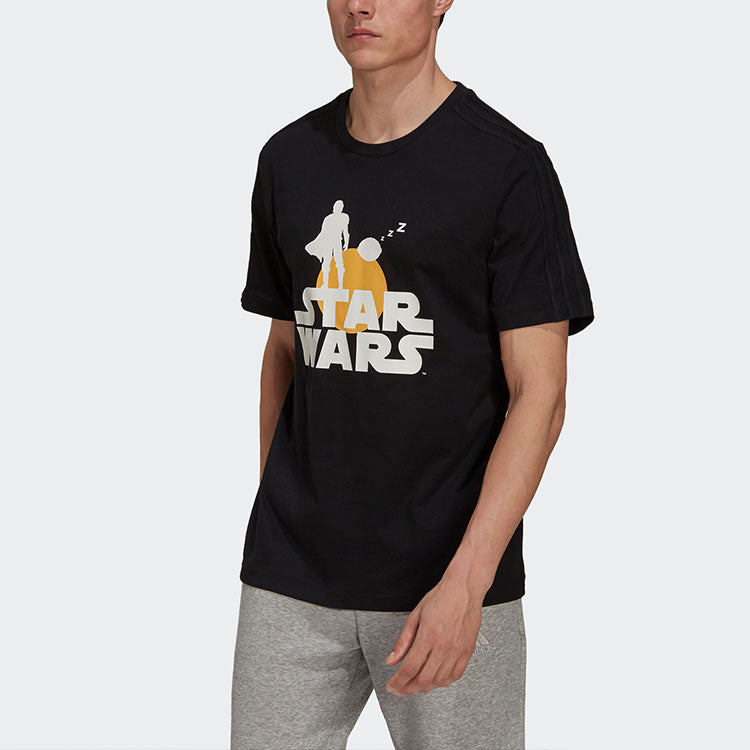 adidas x STAR WARS Crossover M Str Wrs Mnd T Star War Subject Printing Round Neck Short Sleeve Black GS6224