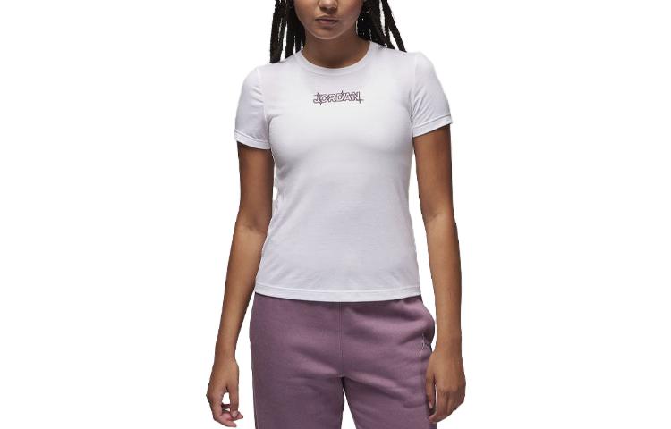 (WMNS) Air Jordan Slim Graphic T-Shirt 'White Mauve' FD7241-100