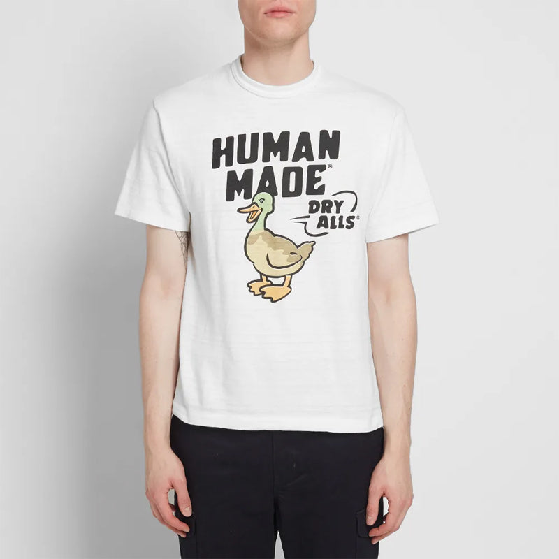 Men's HUMAN MADE Printing ribbed Round Neck White HM18TE004-WHT