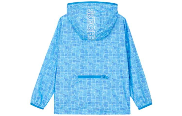 (GS) Skechers Hooded Zipper Pocket Sun Protection Jacket 'Blue White' P222B007