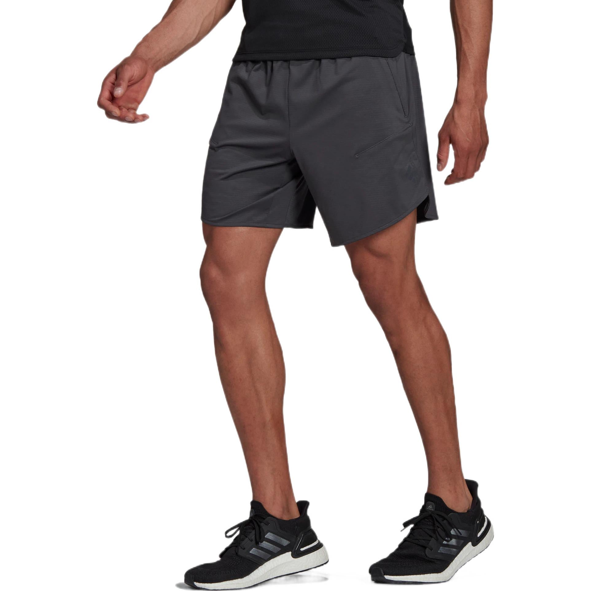 Men's adidas Printing Brand Logo Solid Color Gym Shorts Gray HC4215