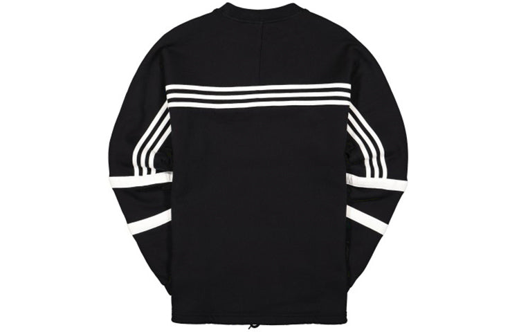 adidas originals Retro Stripe Sports Round Neck Pullover Black FM1588