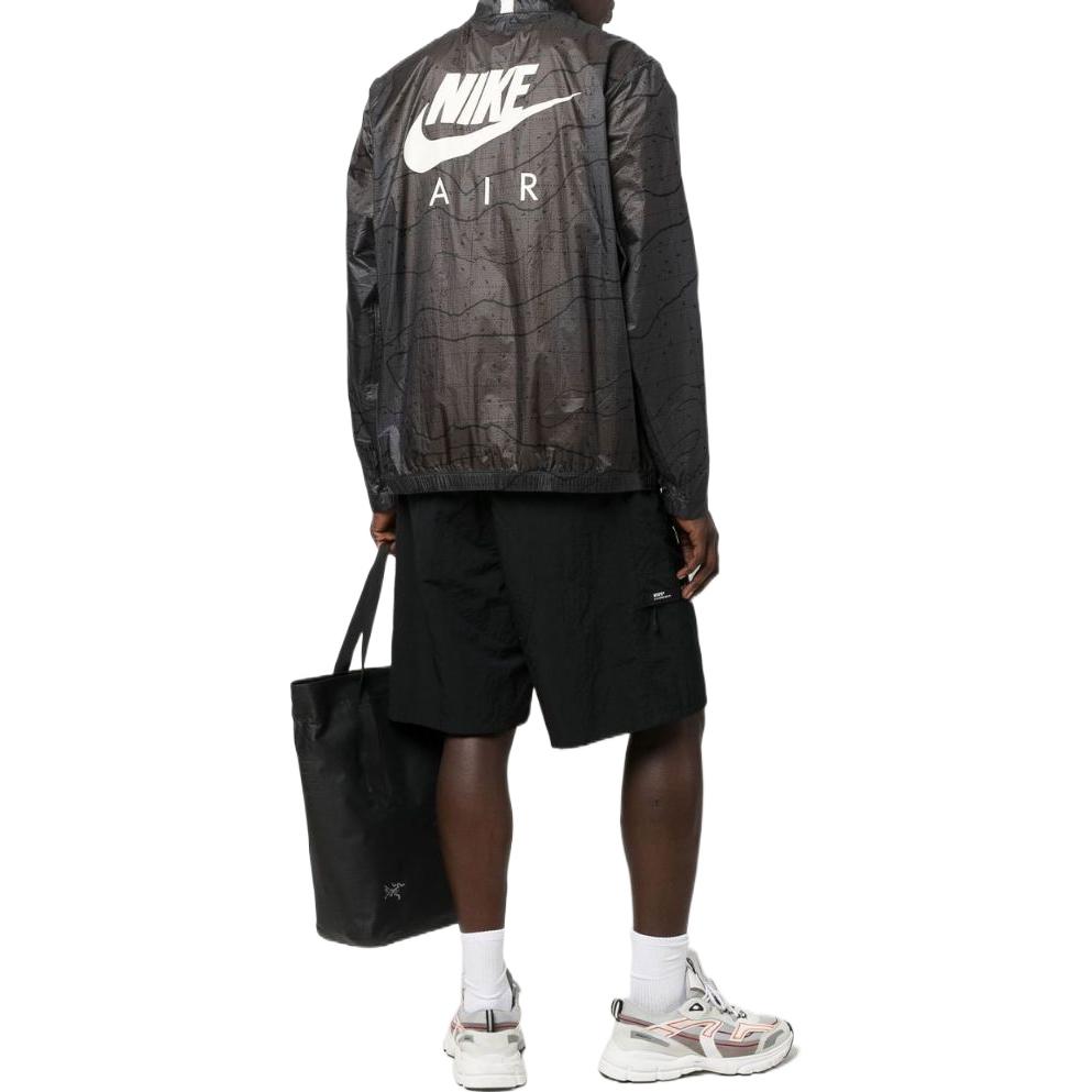 Men's Nike Logo Printing Zipper Stand Collar Long Sleeves Jacket Black DN2112-060