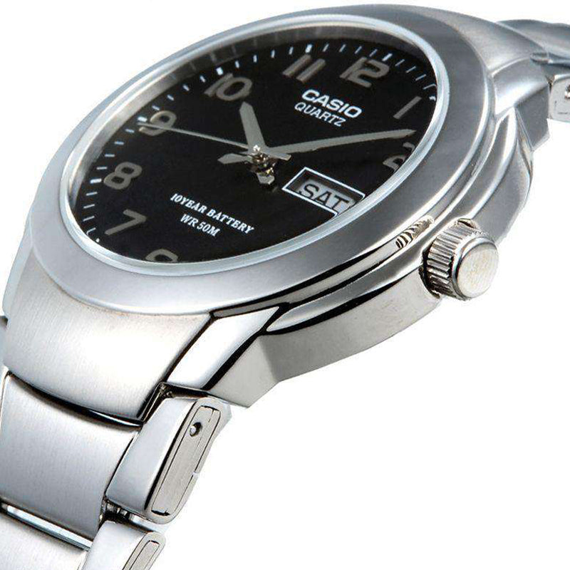 CASIO Waterproof Stainless Steel Strap Mens SilverBlack Analog MTP-1229D-1A