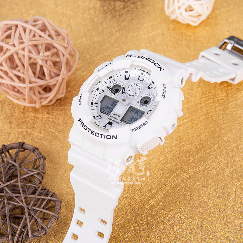 CASIO G-Shock Analog-Digital 'White' GA-100MW-7A