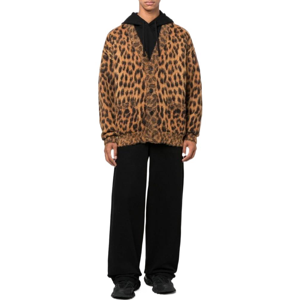 Palm Angels FW22 Leopard Cardigan 'Brown Black' PMHB014F22KNI0016010