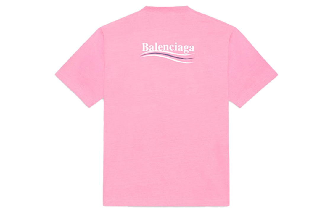 Men's Balenciaga Logo Printing Short Sleeve Pink 641675TJVF75713
