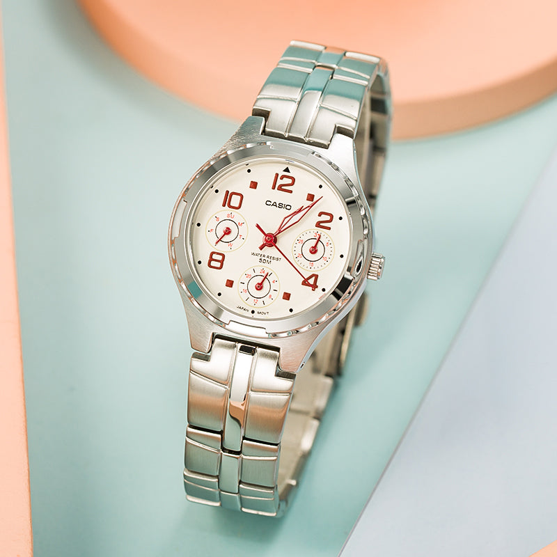 CASIO Waterproof Stainless Steel Strap White Analog LTP-2064A-7A2VDF