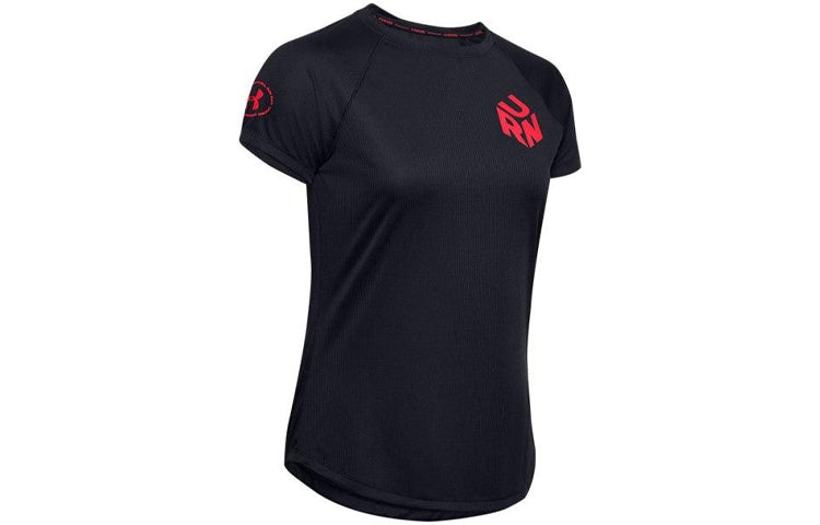 (WMNS) Under Armour UA Get Out & Run Running Sports Short Sleeve Black 1350771-001