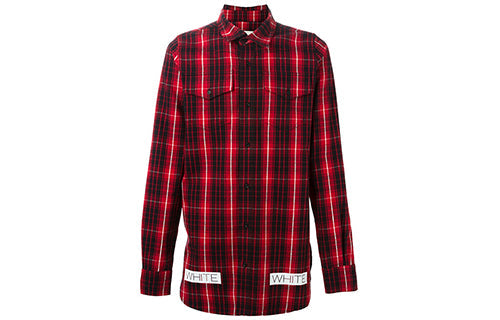 Off-White C O Virgil Abloh Back Diagonal Stripes Shirt 'Black Red' OMGA005S160860049901