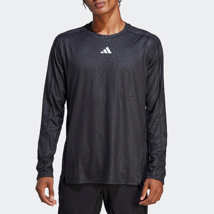 adidas Workout PU Print Long-Sleeve Top 'Black' HS7495