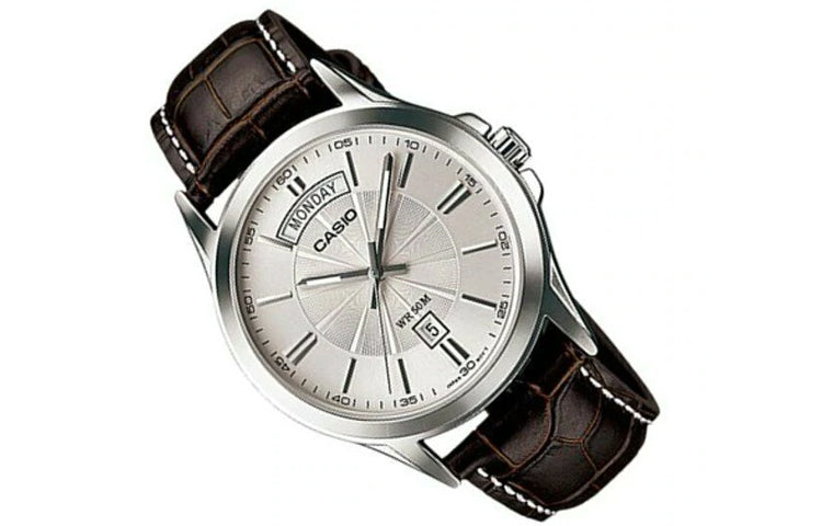 CASIO ENTICER Simplistic Leatherband Quartz Men's Mens Brown Analog MTP-1381L-7A