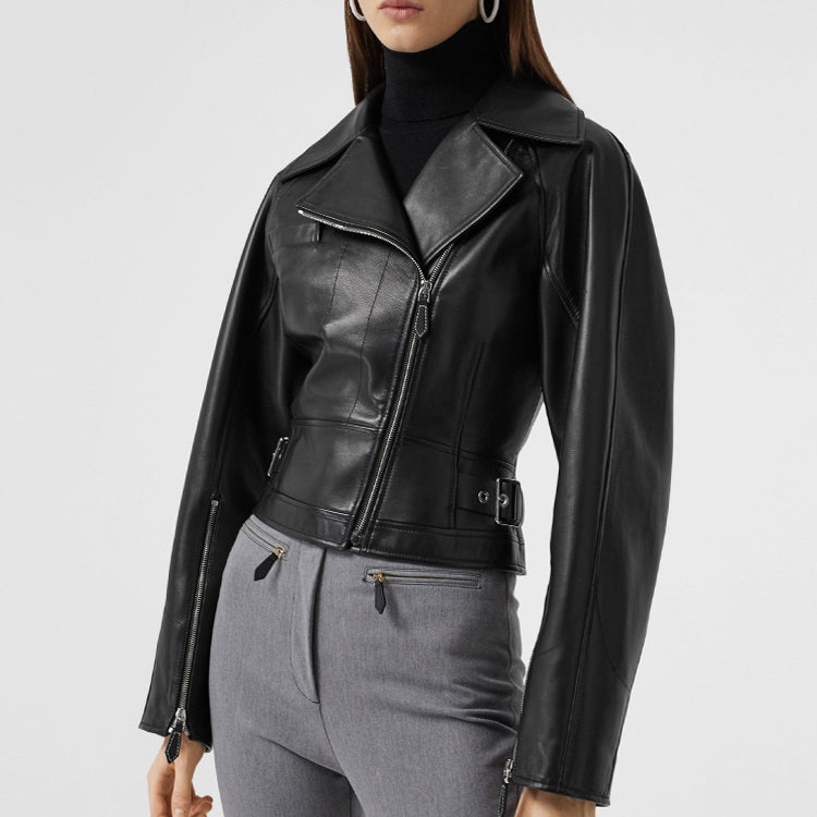 Burberry Lambskin Biker Jacket Black 80311611