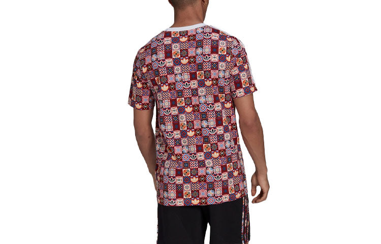 adidas originals Wxe Tee Aop Athleisure Casual Sports Round Neck Breathable Short Sleeve Red H43944