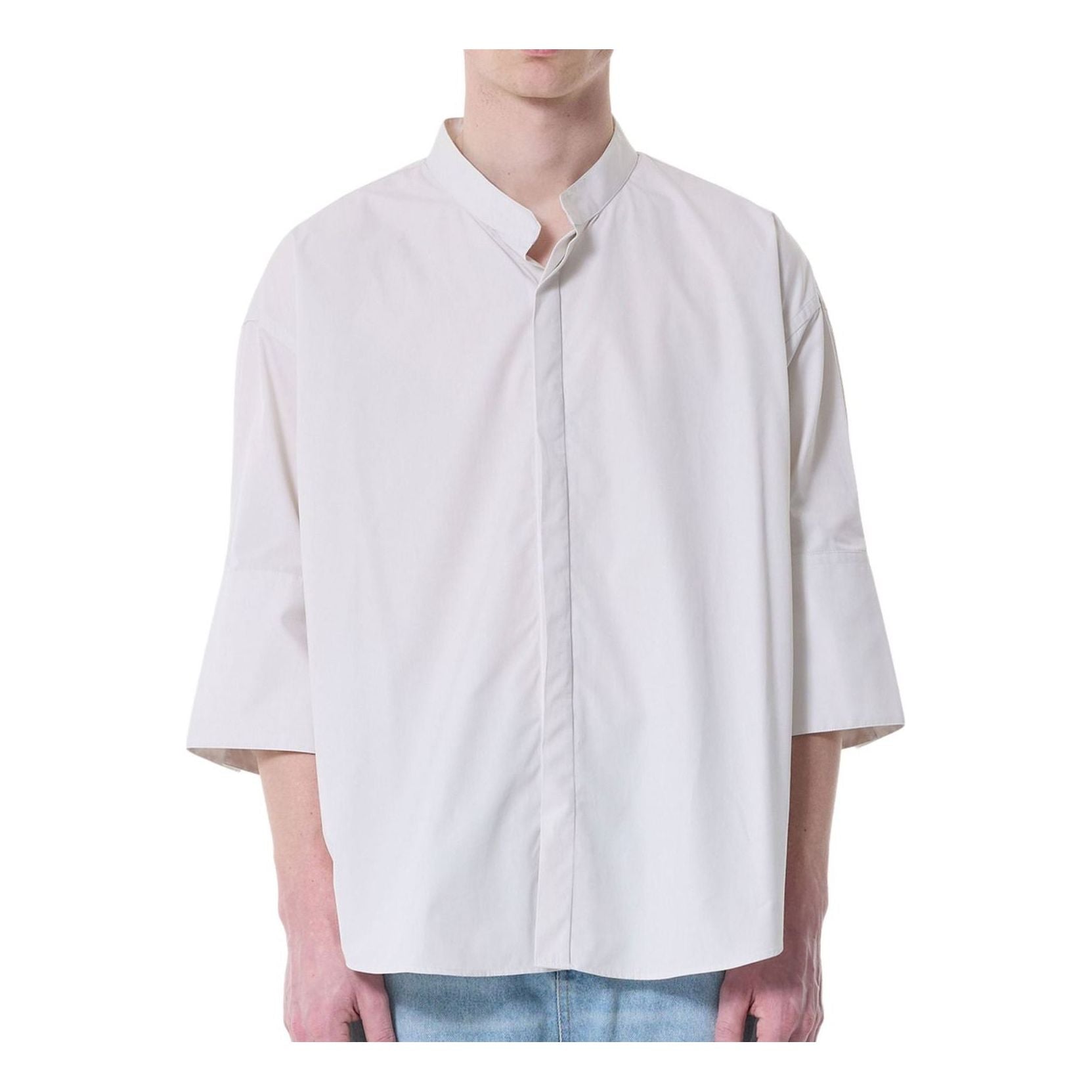 AMI Alexandre Mattiussi Mandarin Shirt 'Chalk' USH218-CO0063-193