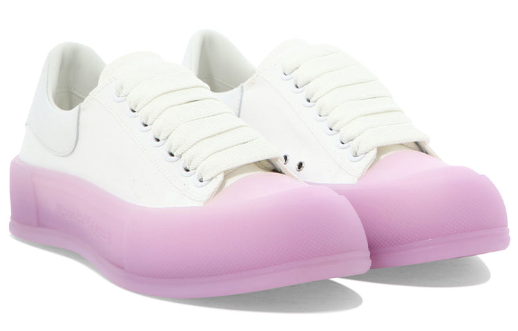 (WMNS) Alexander McQueen Deck Skate Plimsoll Shoes 'White Pink' 697120W4MVW9490