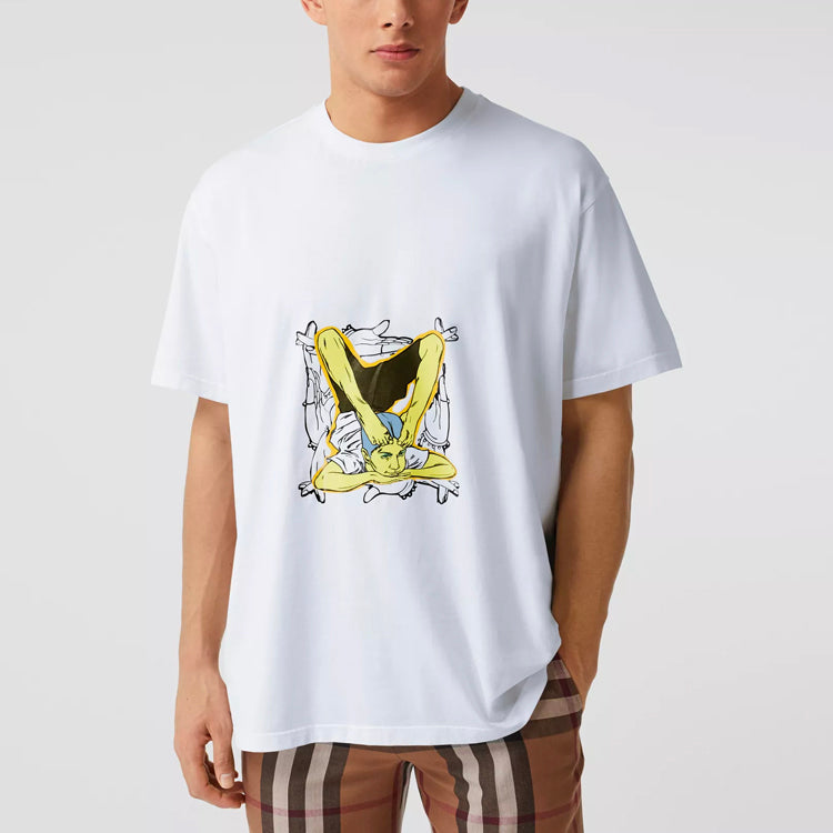 Men's Burberry Graffiti Printing Cotton Short Sleeve White 45671591