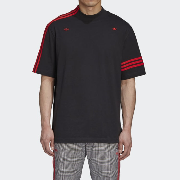 adidas originals x 424 R.Y.V. Tee Crossover ribbed High Collar Loose Short Sleeve Black FS6236