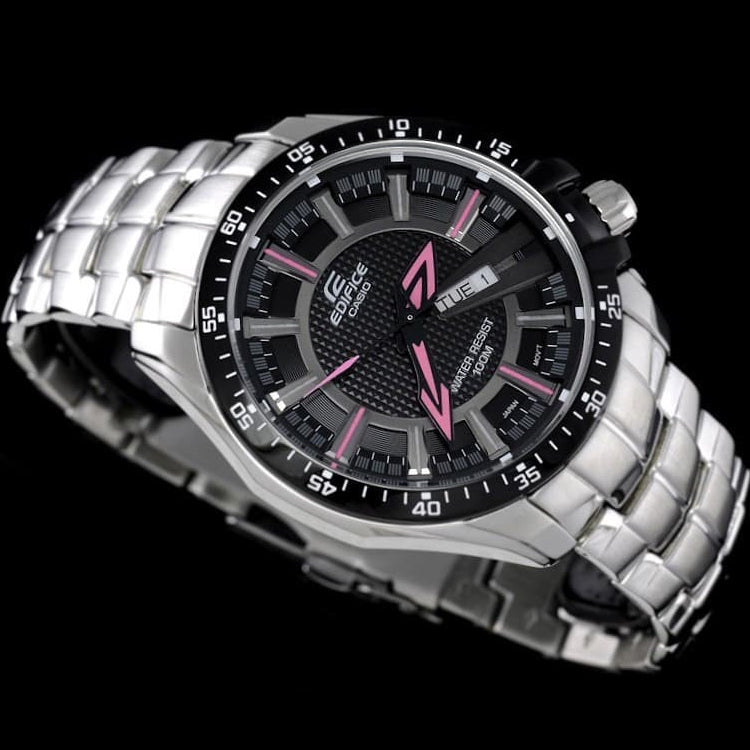 Casio Edifice Analog Watch 'Silver Black Pink' EF-130D-1A4