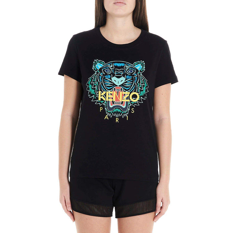 KENZO SS20 Tiger Head Printing Short Sleeve Black FA5-2TS721-4YB-99