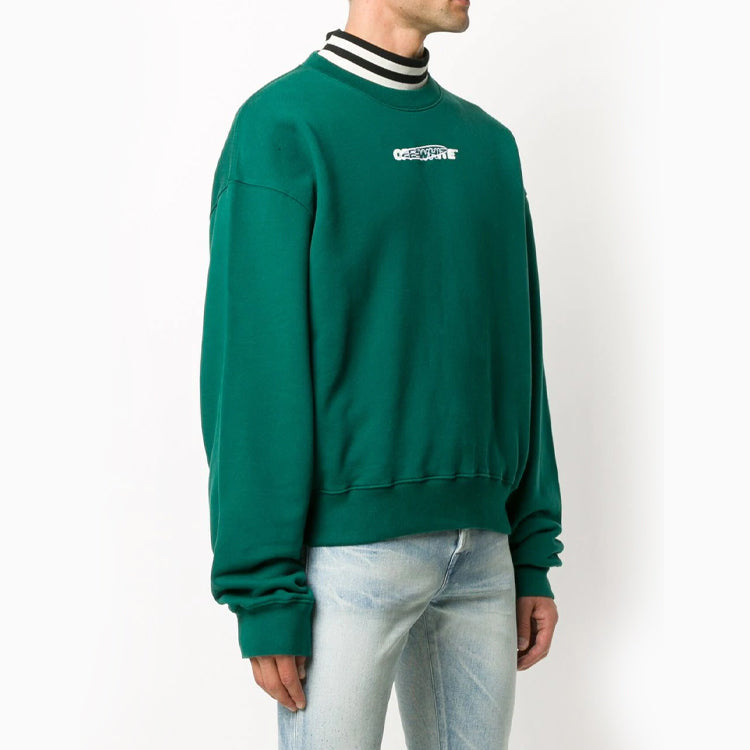 Off-White FW20 Logo Printing Pullover Men Green OMBA035E20FLE0015701