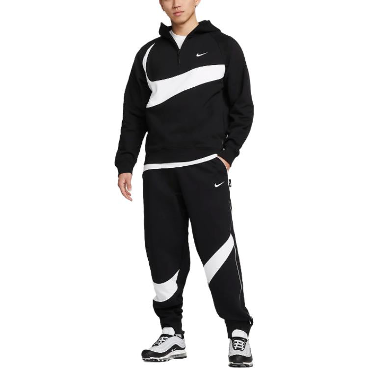 Nike Sportswear Big Swoosh Half Zip Hoodie (Asia Sizing) 'Black White' DX0567-010