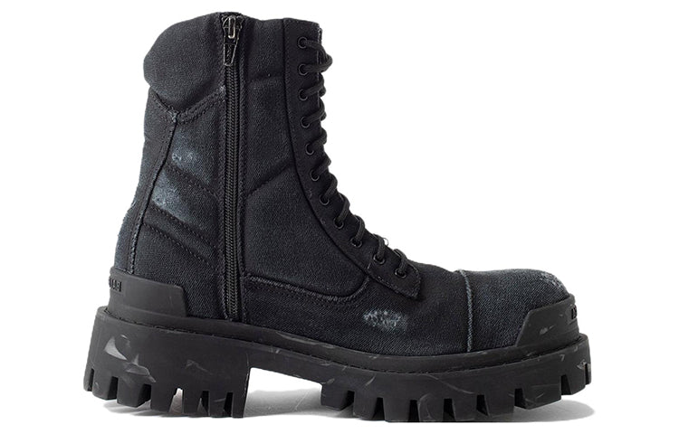 (WMNS) Balenciaga Combat Strike 20mm Boots 'Washed Black Cotton' 694060W2H111000