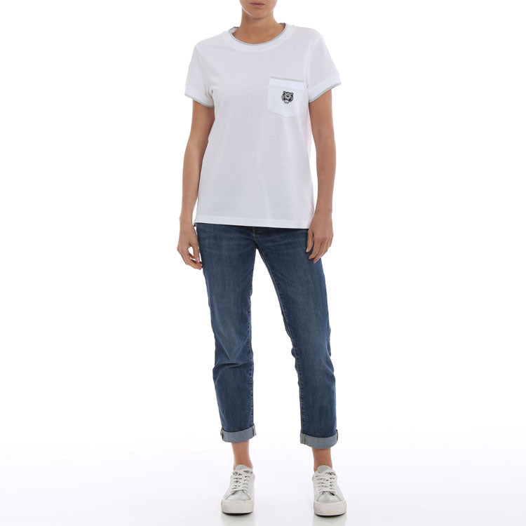 KENZO Embroidery Round-neck Tee White F862TS858981-01