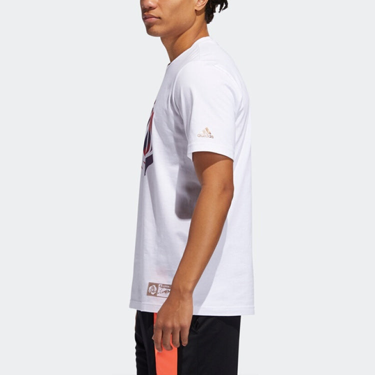 adidas Rose Olympics Sports Round Neck Basketball Short Sleeve White GI7936