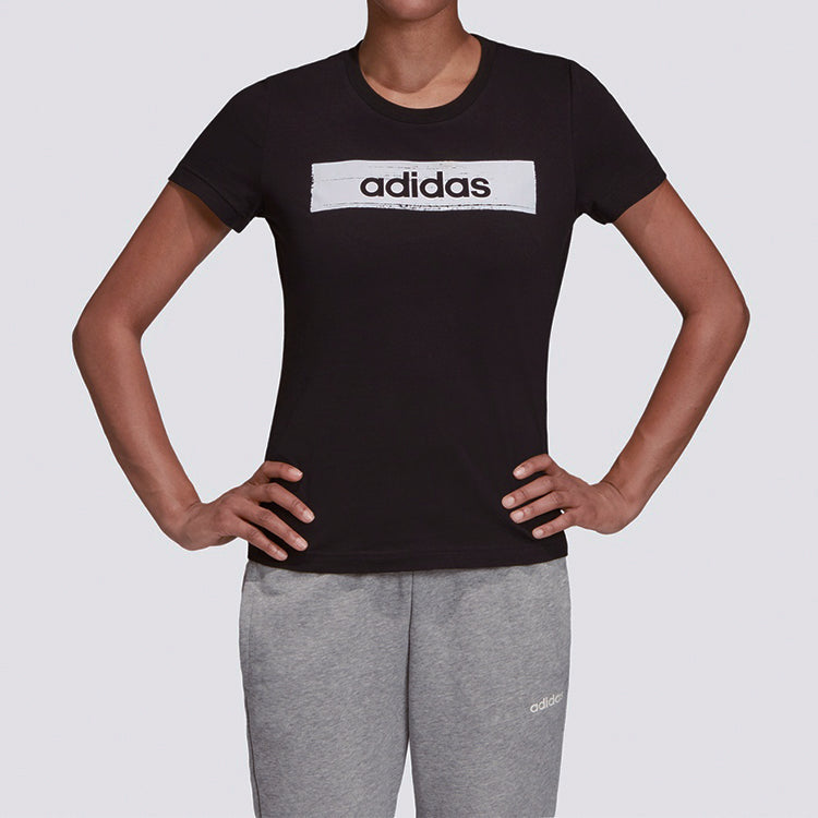 (WMNS) adidas Training Round Neck Pullover Short Sleeve 'Black' EI4586