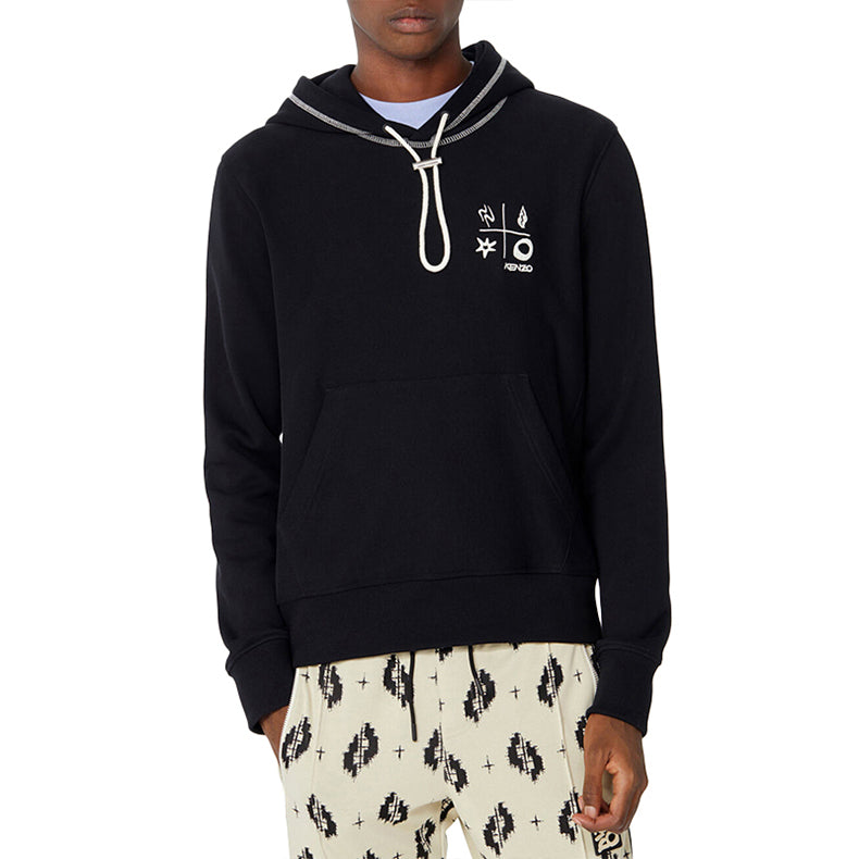 KENZO Printing Pattern Drawstring Hoodie 'Black White' FA55SW3644ME-99
