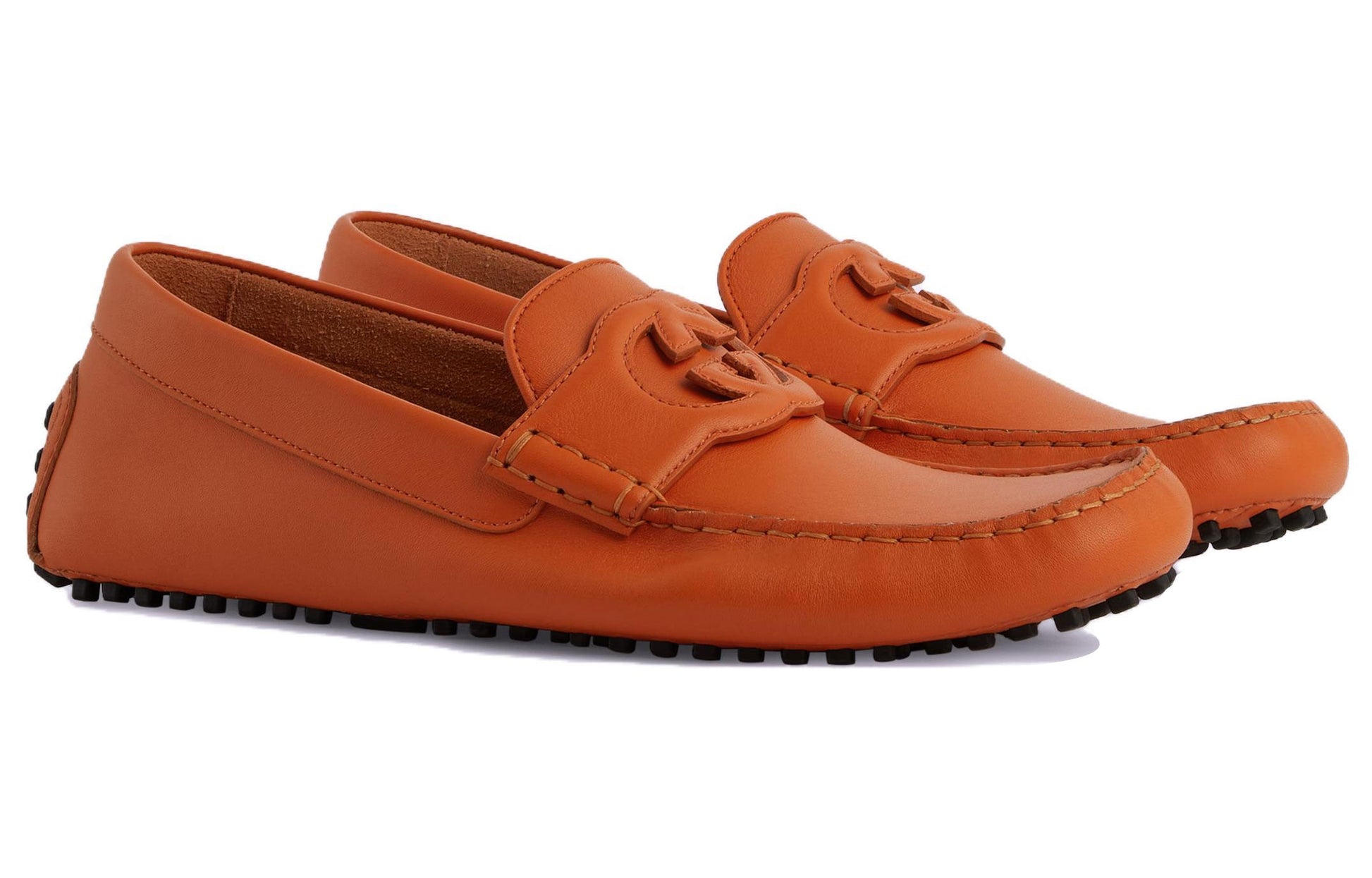 Gucci Interlocking G Leather Flats 'Orange' 730148-1XH60-7519