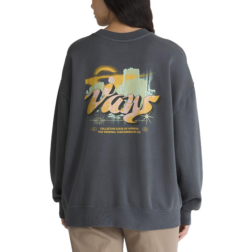 (WMNS) Vans Dove Mountain Slouchy Crew Sweatshirt 'Washed Black' VN000H141O7