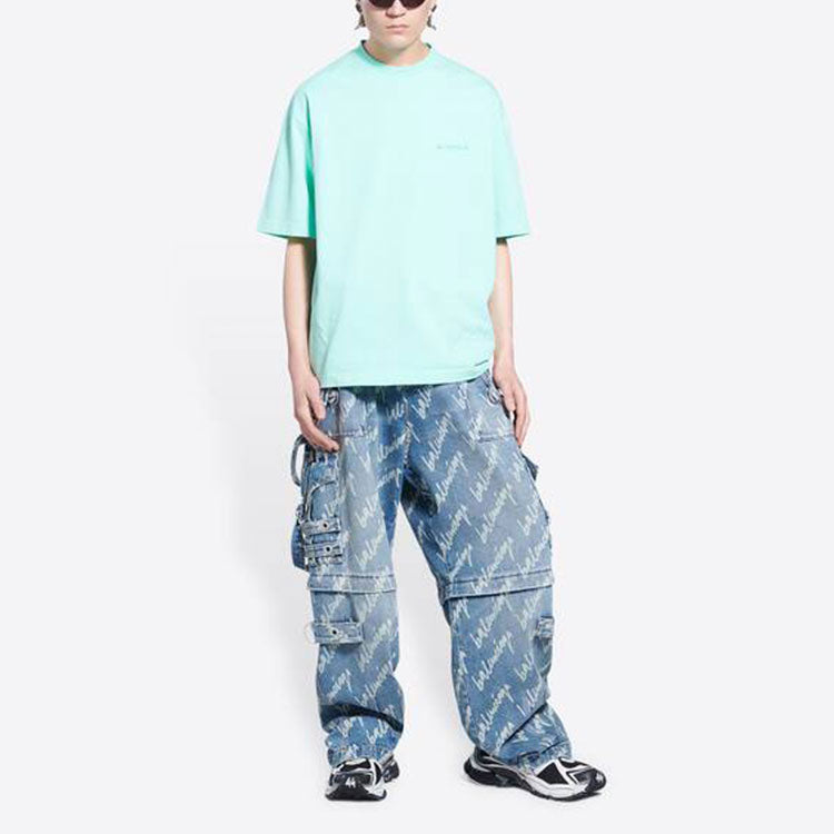 Balenciaga Logo T-Shirt Medium Fit 'Mint Tint' 612966TLVB93062