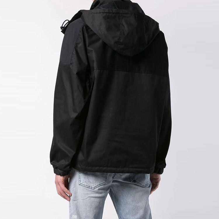 Men's Off-White Logo Pullover Hooded Jacket Loose Fit Black OMEA167R19C050211000