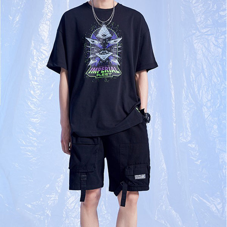 Li-Ning Star War Alphabet Printing Loose Short Sleeve 'Black' AHSQ265-1