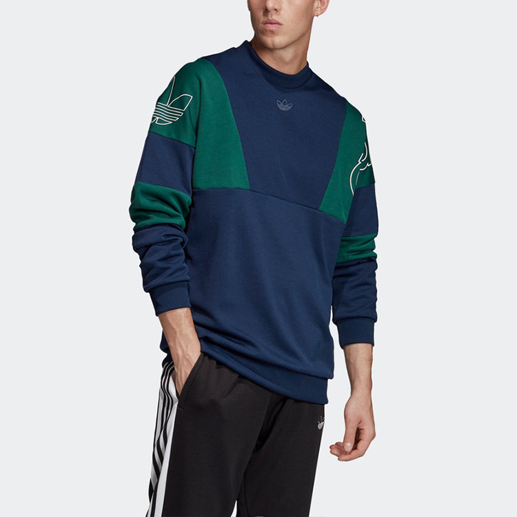 adidas originals Colorblock Casual Sports Round Neck Pullover Navy Blue FK1971