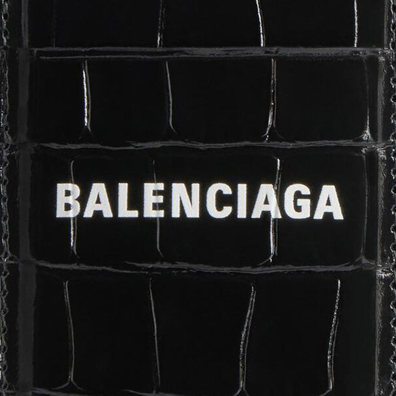 (WMNS) Balenciaga Cash Magnet Card Holder Crocodile Embossed 'Black White' 6758352AAYM1090