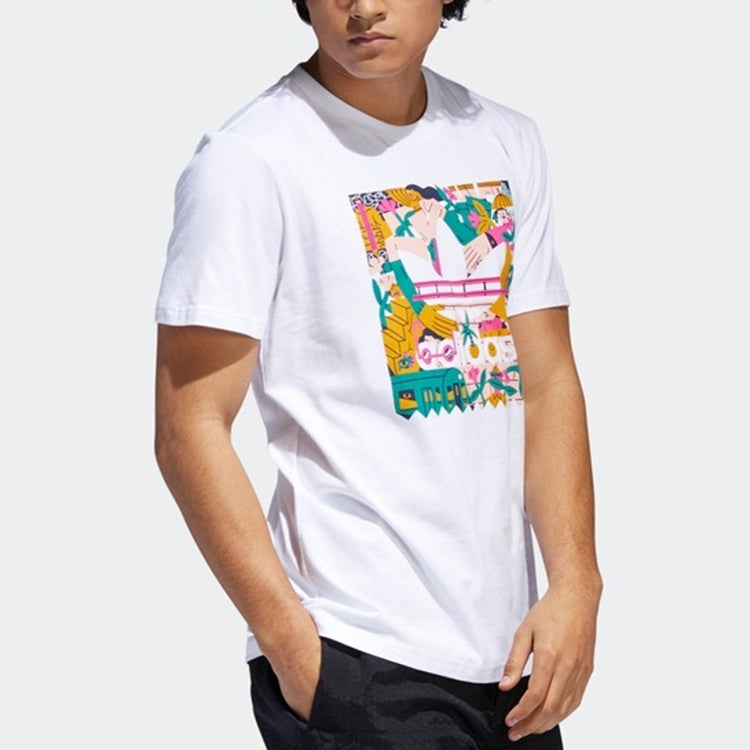 adidas originals Casual Cozy Round Neck Short Sleeve White DU8362