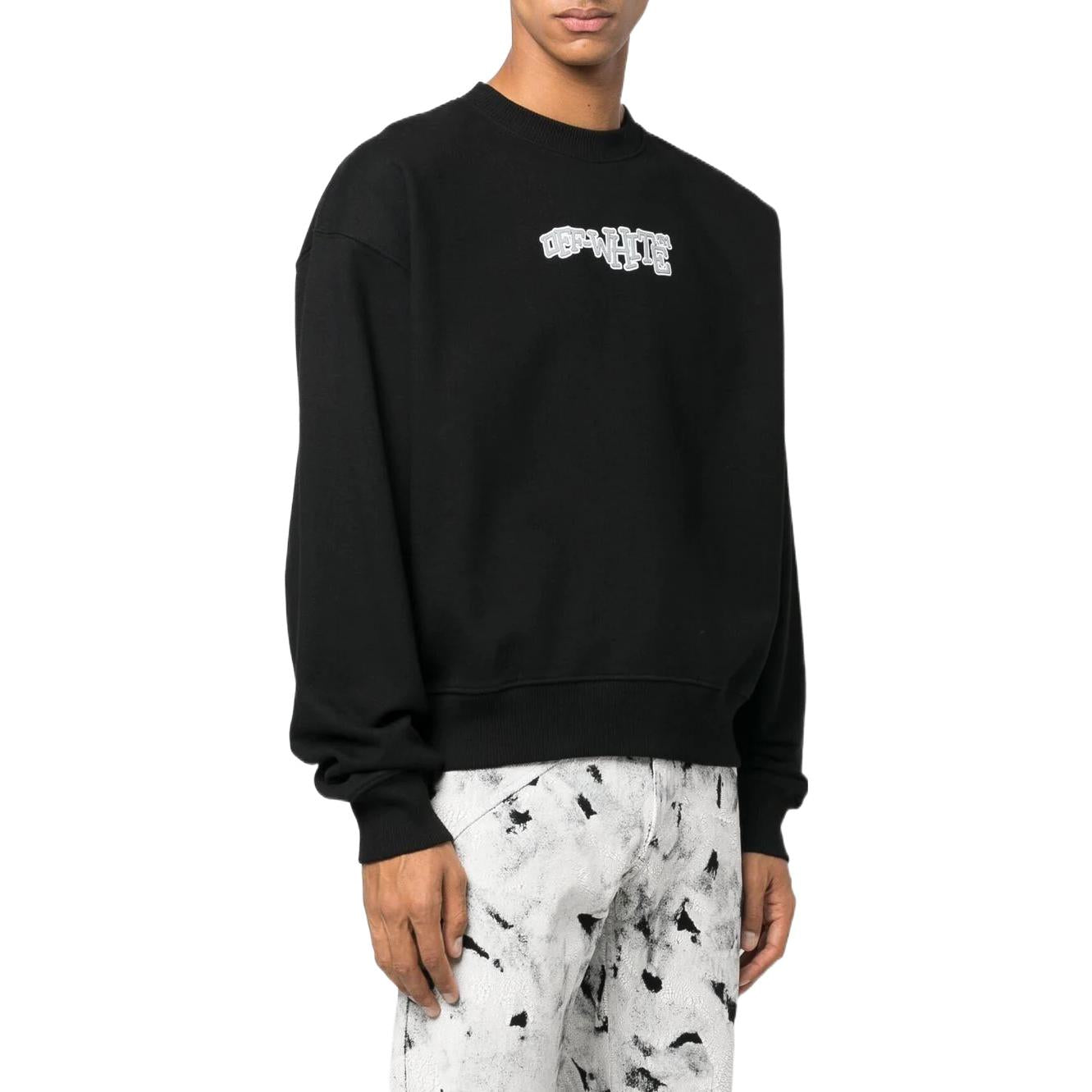Off-White Logo Print Crew Neck Sweatshirt 'Black' OMBA058F22FLE0031001